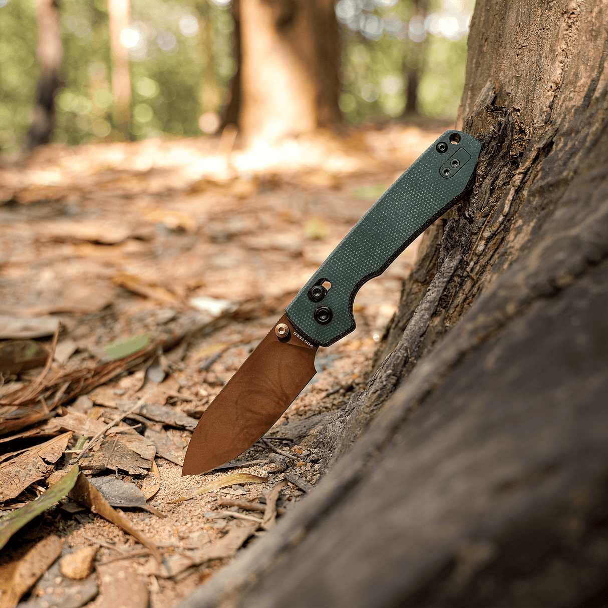 Raccoon - Crossbar Lock | Green Micarta + 14C28N Drop Point - A0540