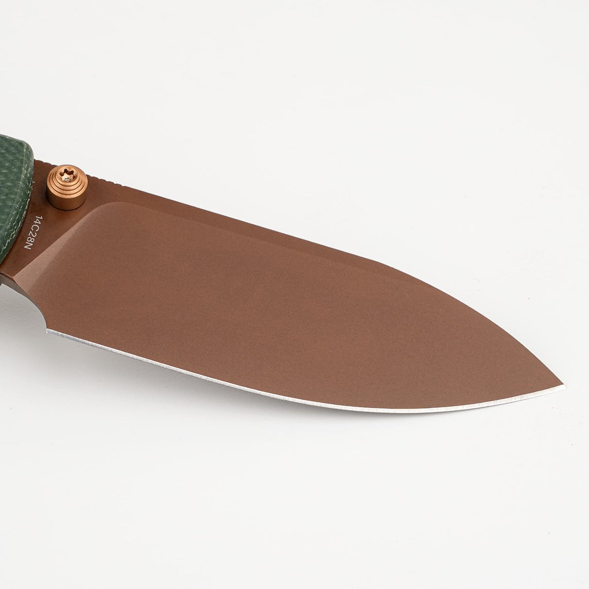 Raccoon - Crossbar Lock | Green Micarta + 14C28N Drop Point - A0540