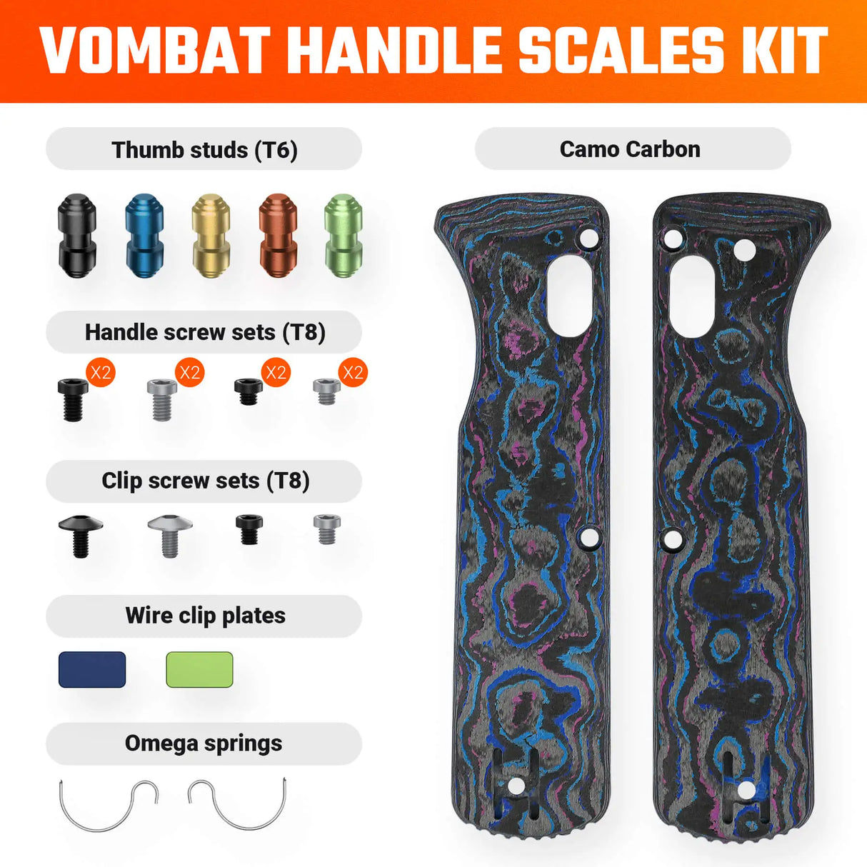 Vombat Handle Scales - Damtanium Camo Carbon