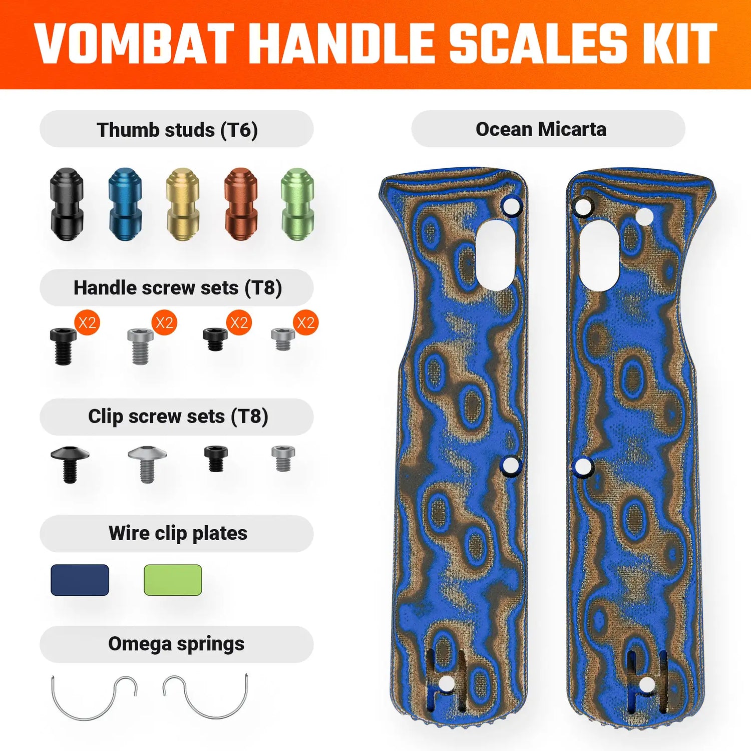 Vombat Handle Scales - Blue Ocean Micarta