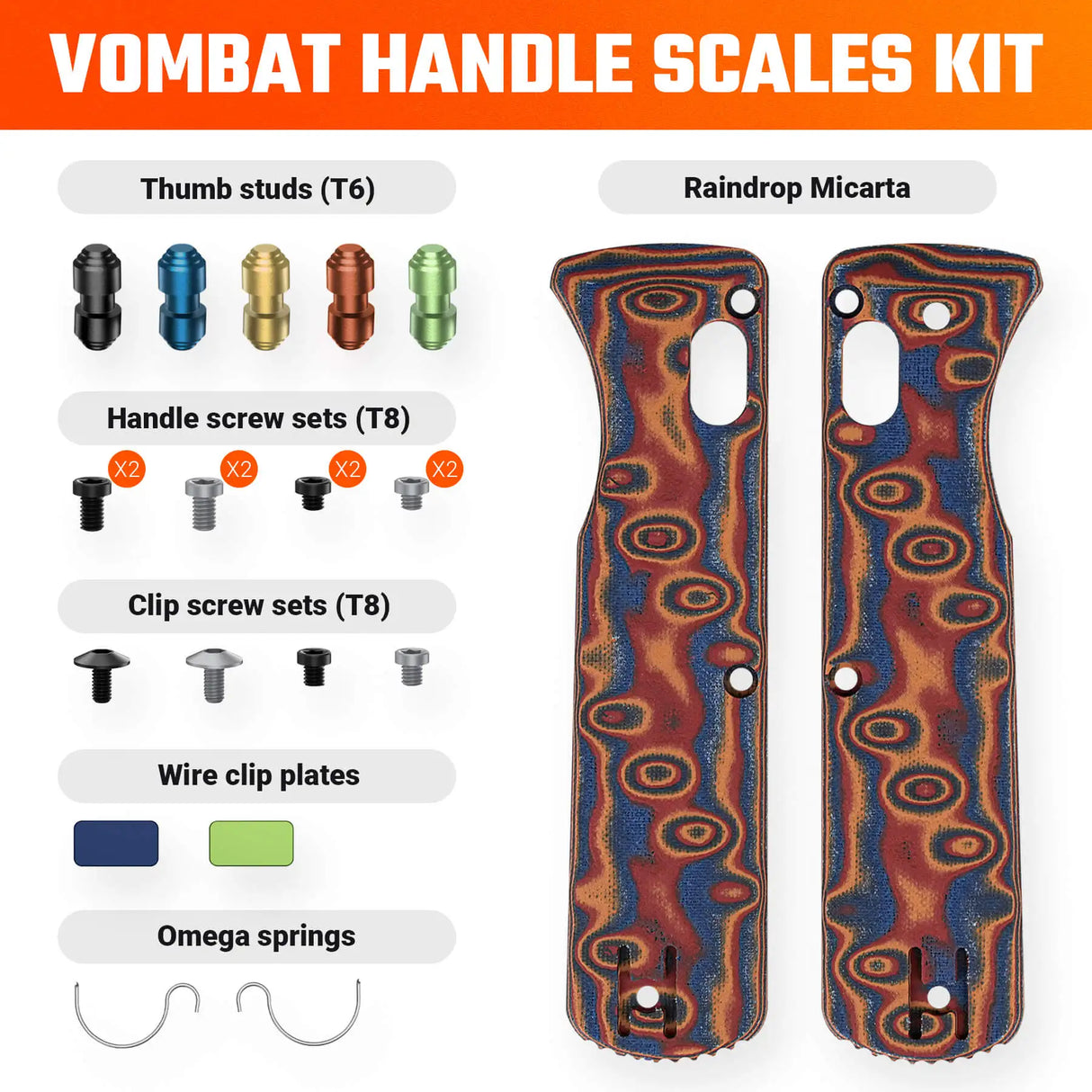 Vombat Handle Scales - Raindrop Micarta