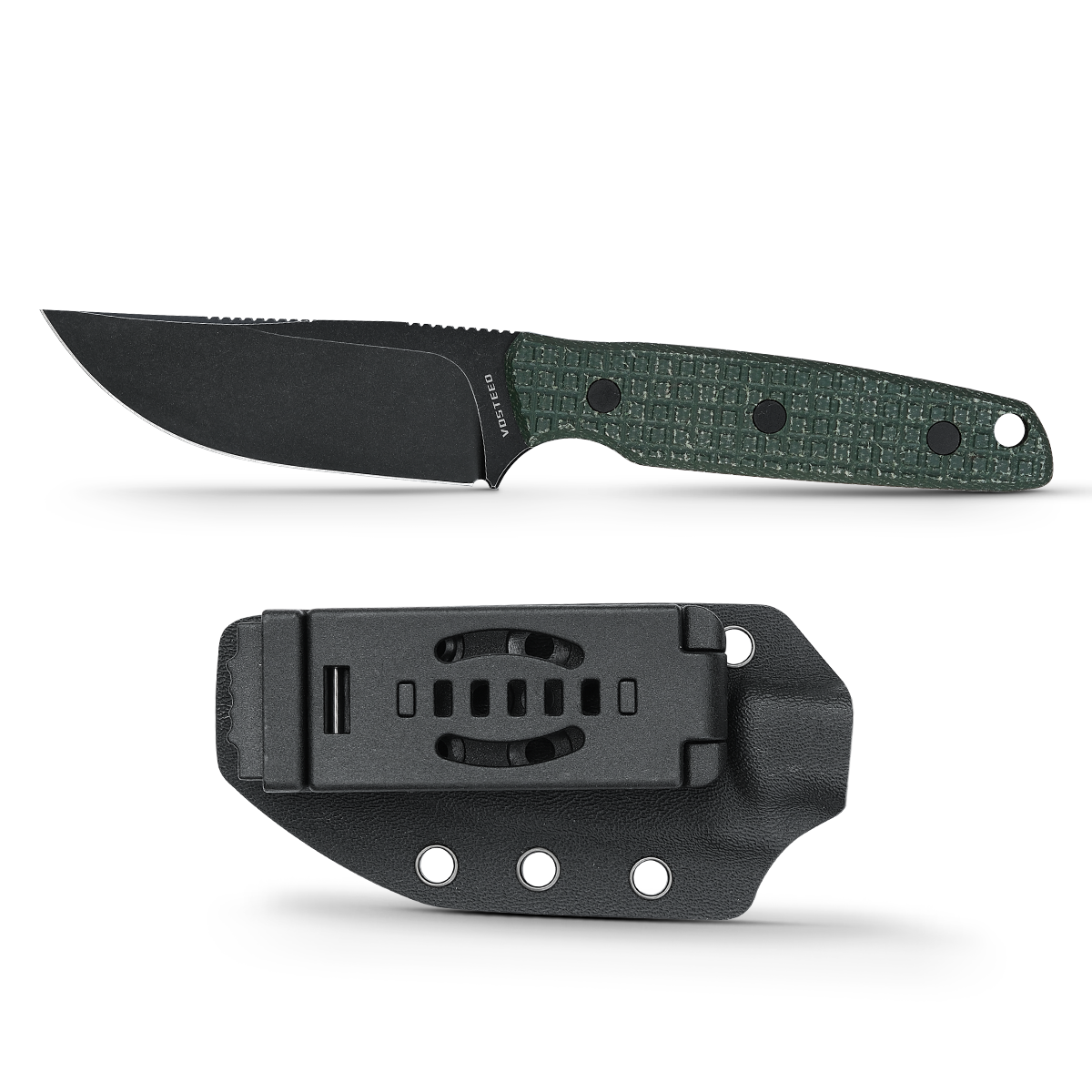 Mink - Fixed Blade | Green Micarta + Blackwashed Nitro-V - D0102