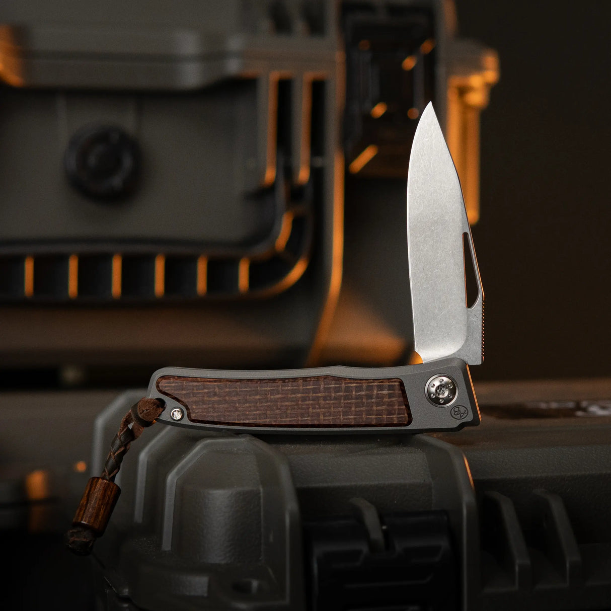 Rinkhals Slipjoint | Brown Burlap Micarta + Stonewashed RWL34