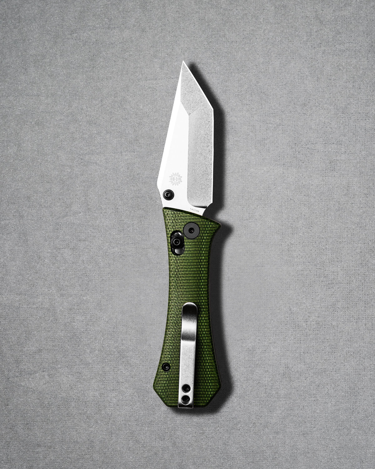 Coffin Tanto Deadhead Crossbar | Green Micarta + 14C28N