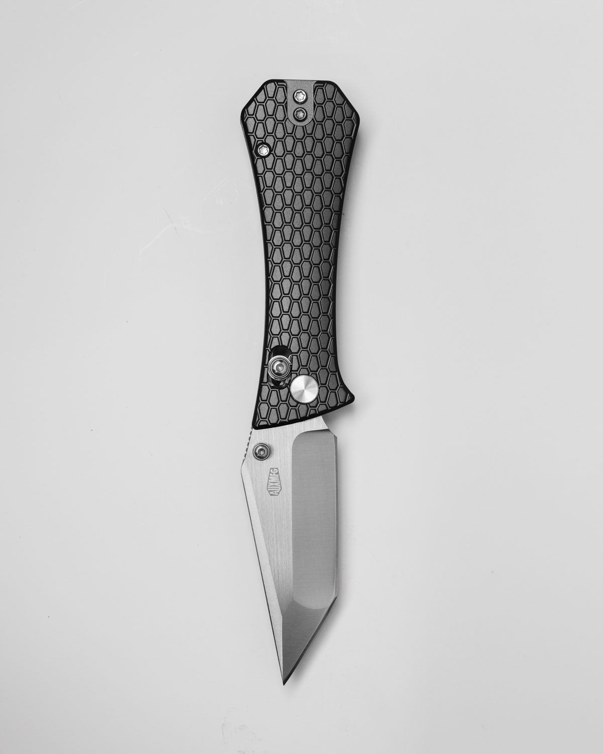 Coffin Tanto Deadhead Crossbar | Grey Aluminium + Stonewash 14C28N