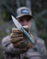 High Grass Field Knife | Green Micarta + Satin 14C28N