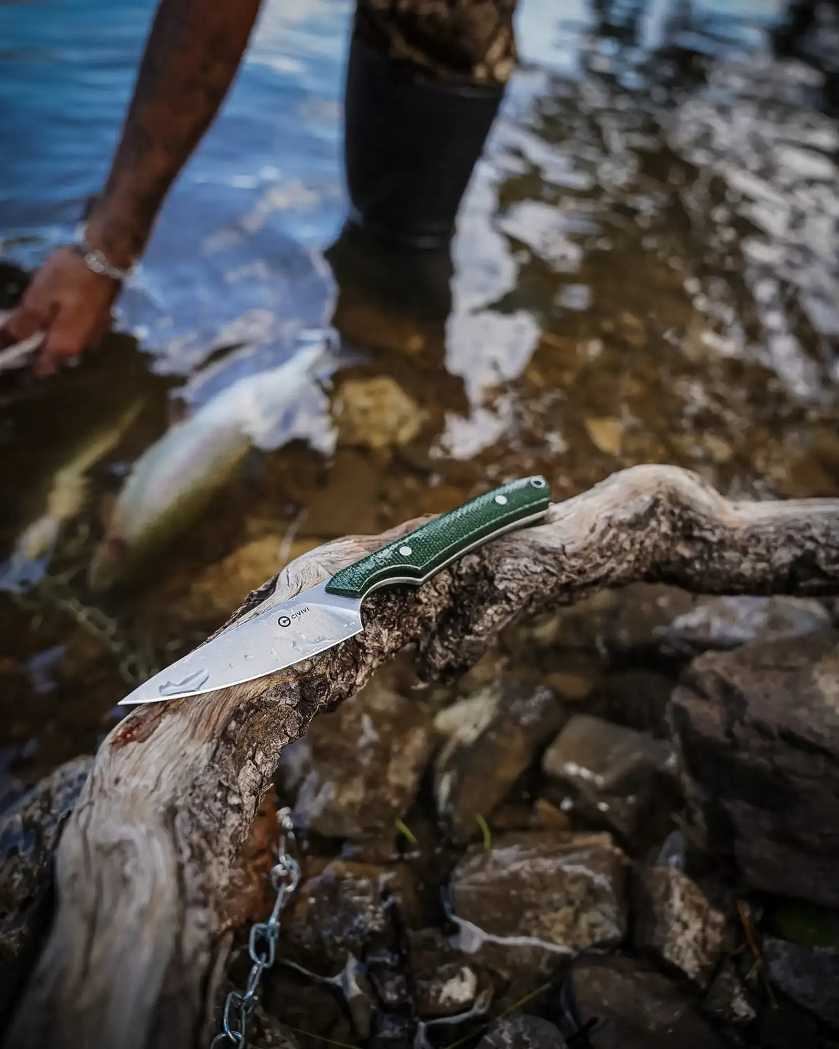 High Grass Field Knife | Green Micarta + Satin 14C28N