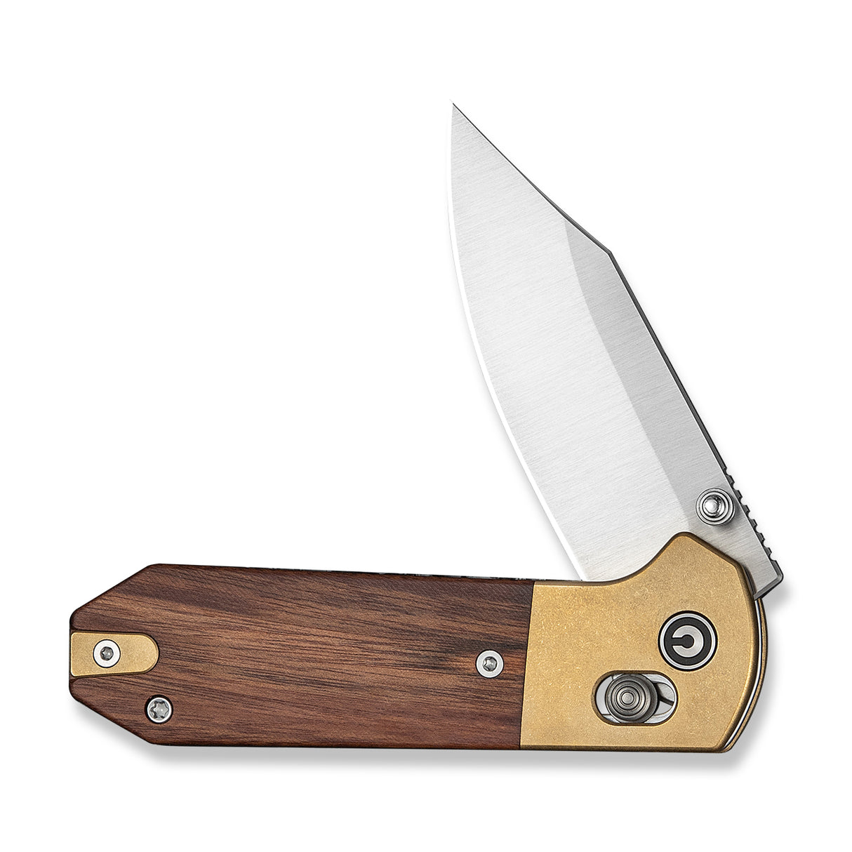 Yonder Clip Point | Guibourtia Wood & Stonewashed Brass + Satin 14C28N