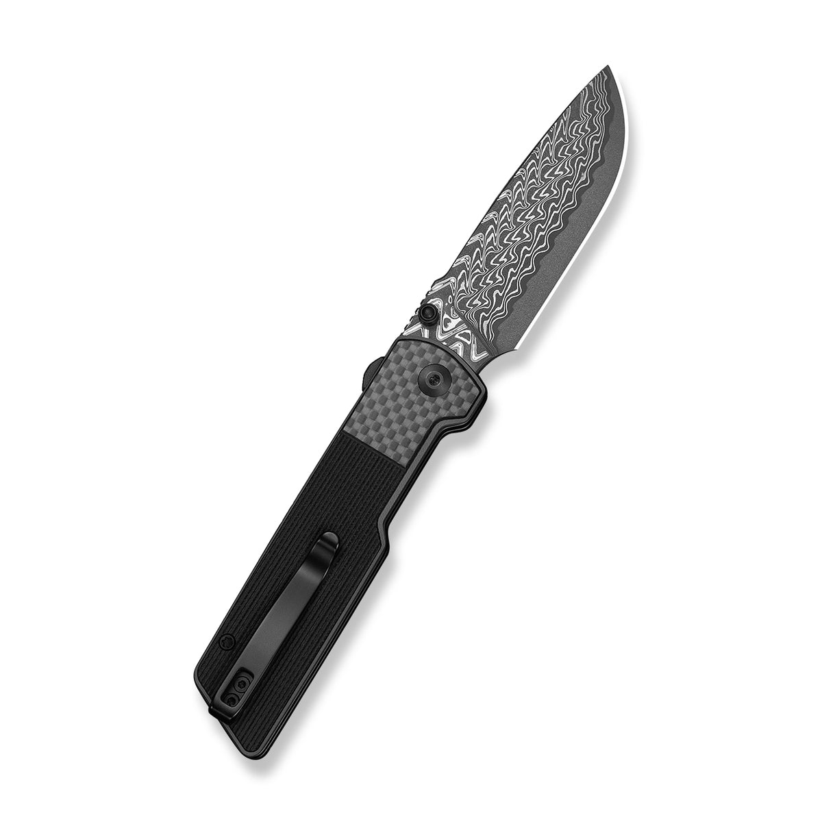 Zygon | Carbon Fibre + Grey G10 + Damascus