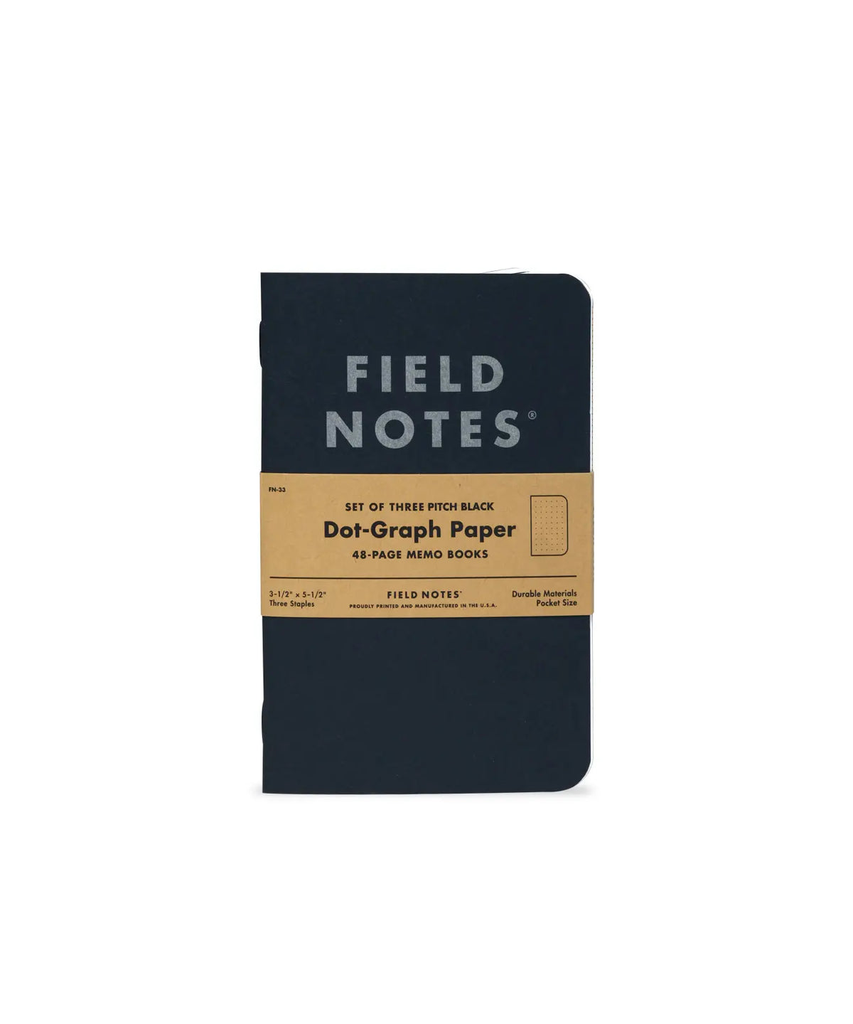 Field Notes Pitch Black Memo Book - Dot-Graph Paper 3pk