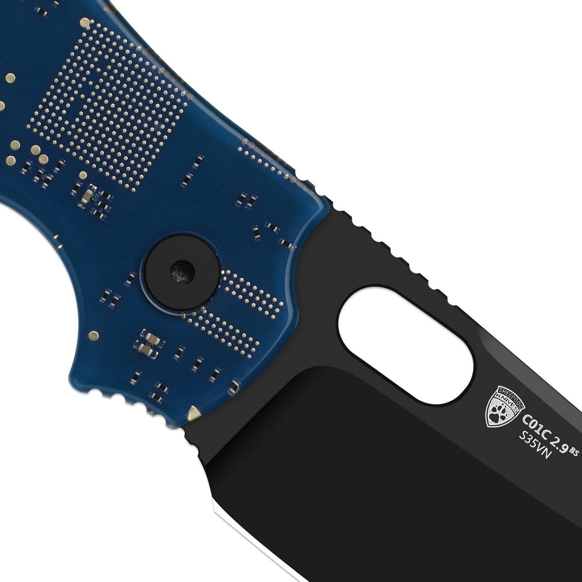 C01C 2.9 BS PCB | Blue Resin + Black PVD S35VN