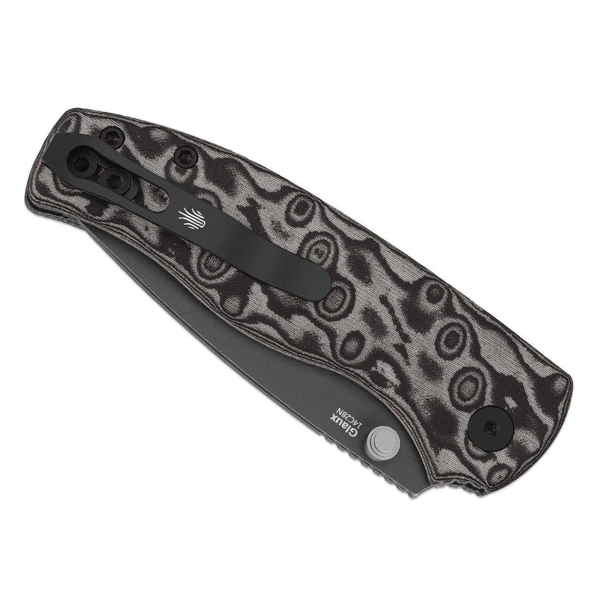 Glaux | Black Vortex Micarta + Grey SW PVD 14C28N