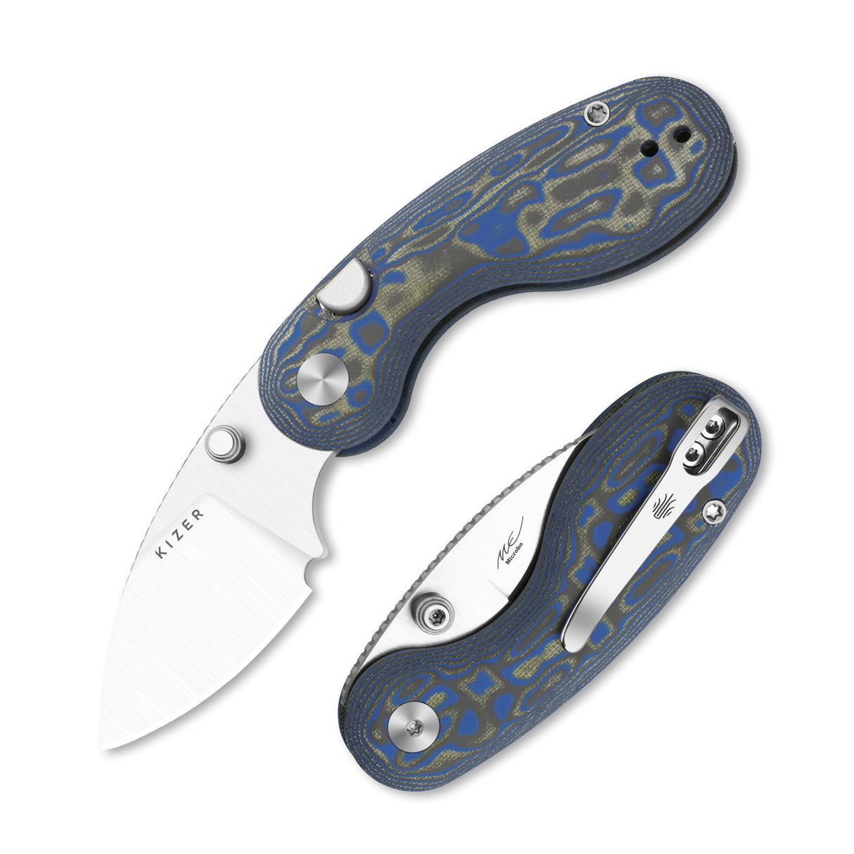 Microbe | Blue Vortex Micarta + 14C28N