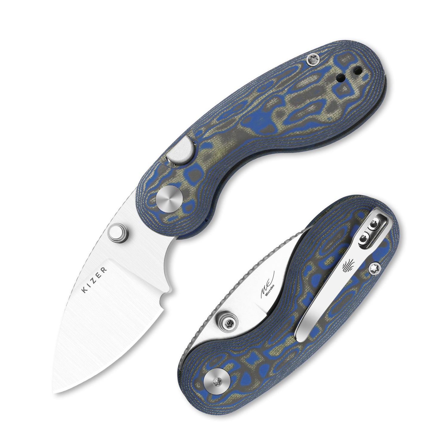 Microbe | Blue Vortex Micarta + 14C28N