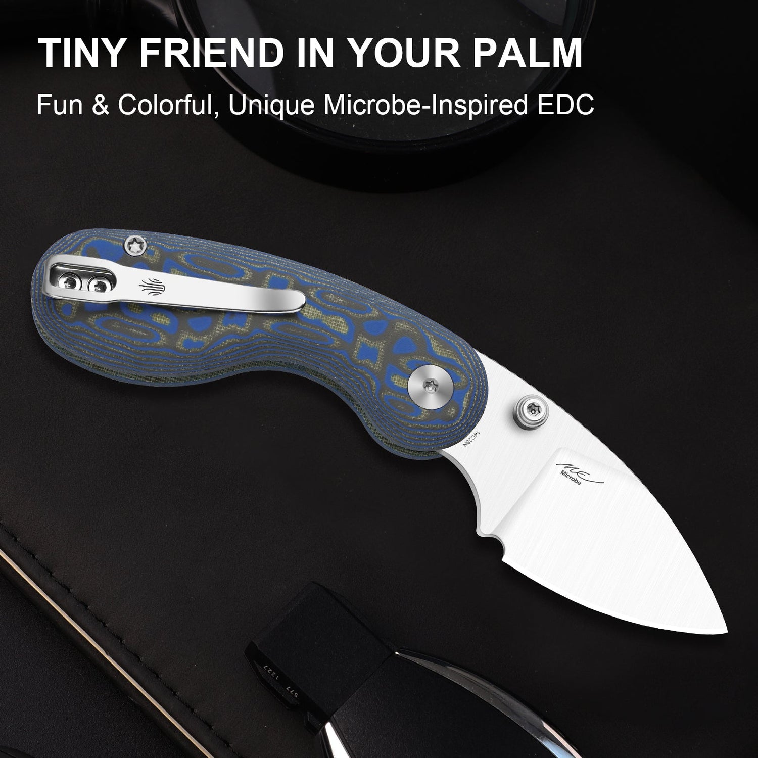 Microbe | Blue Vortex Micarta + 14C28N