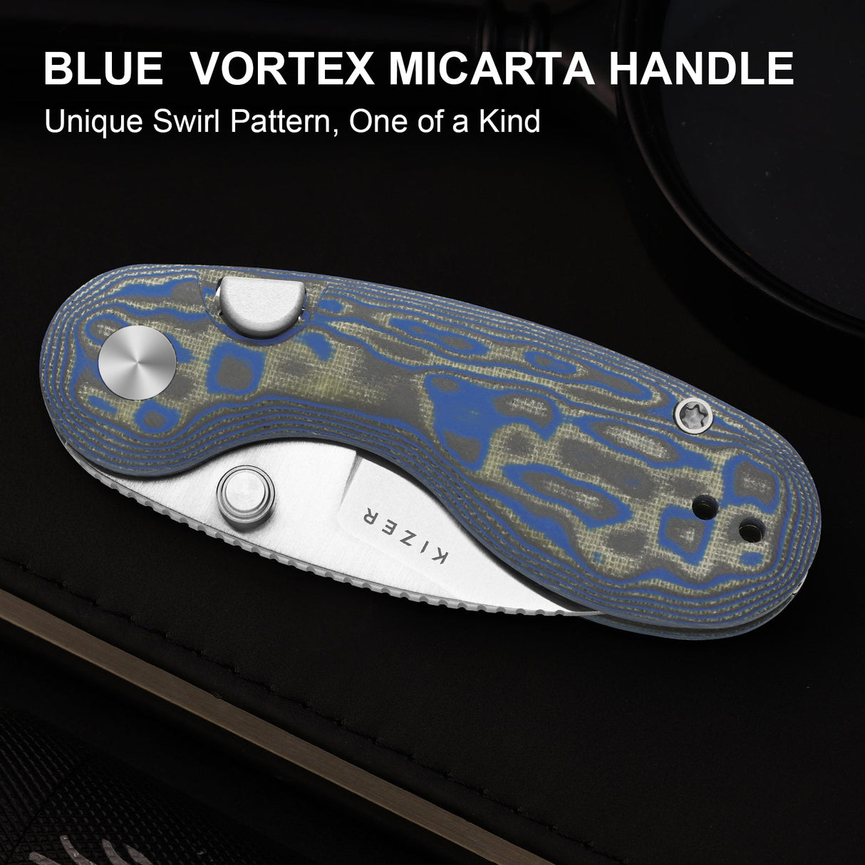Microbe | Blue Vortex Micarta + 14C28N