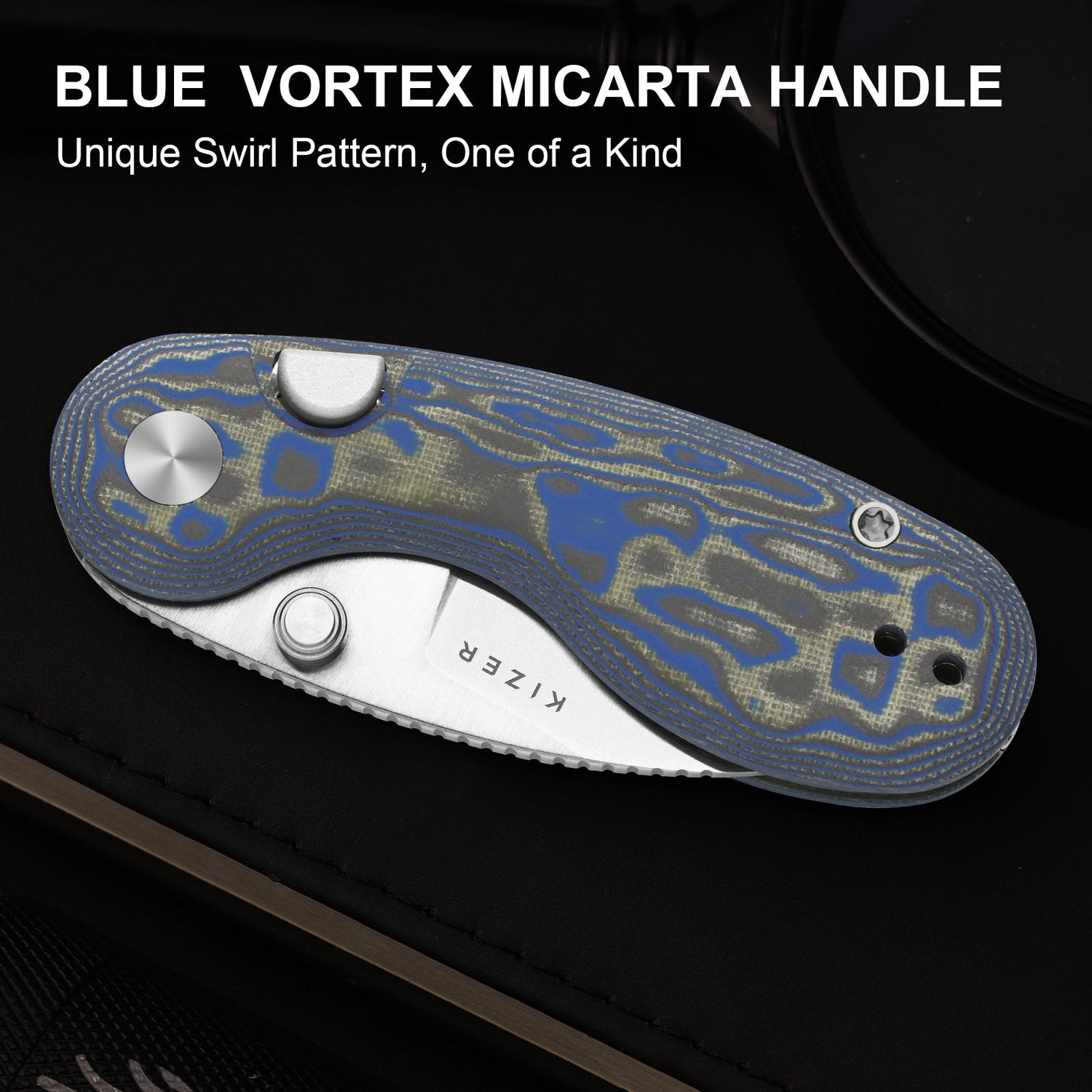 Microbe | Blue Vortex Micarta + 14C28N