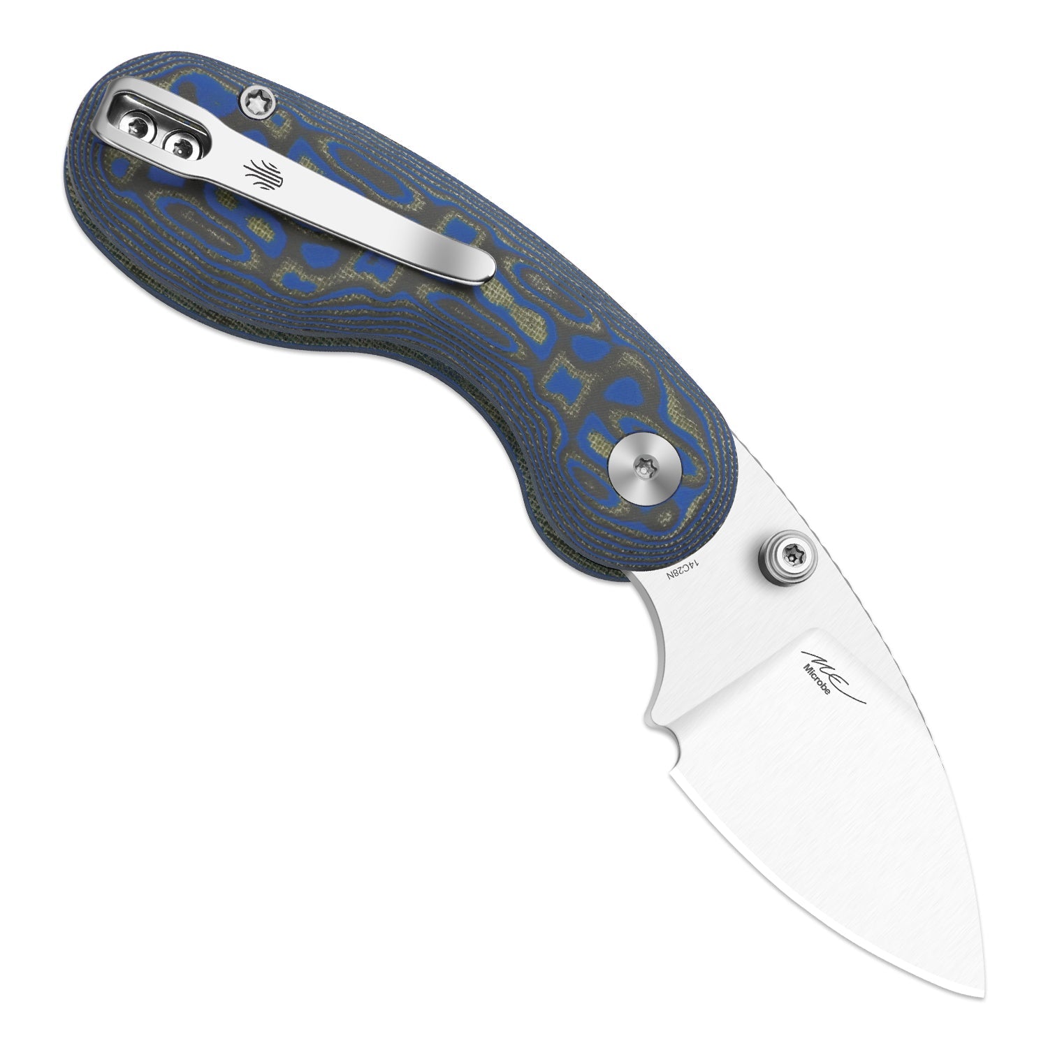 Microbe | Blue Vortex Micarta + 14C28N