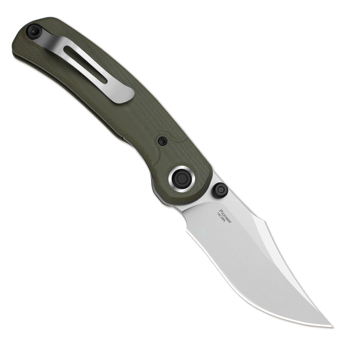 Pioneer | Green G10 + Clip Point 14C28N