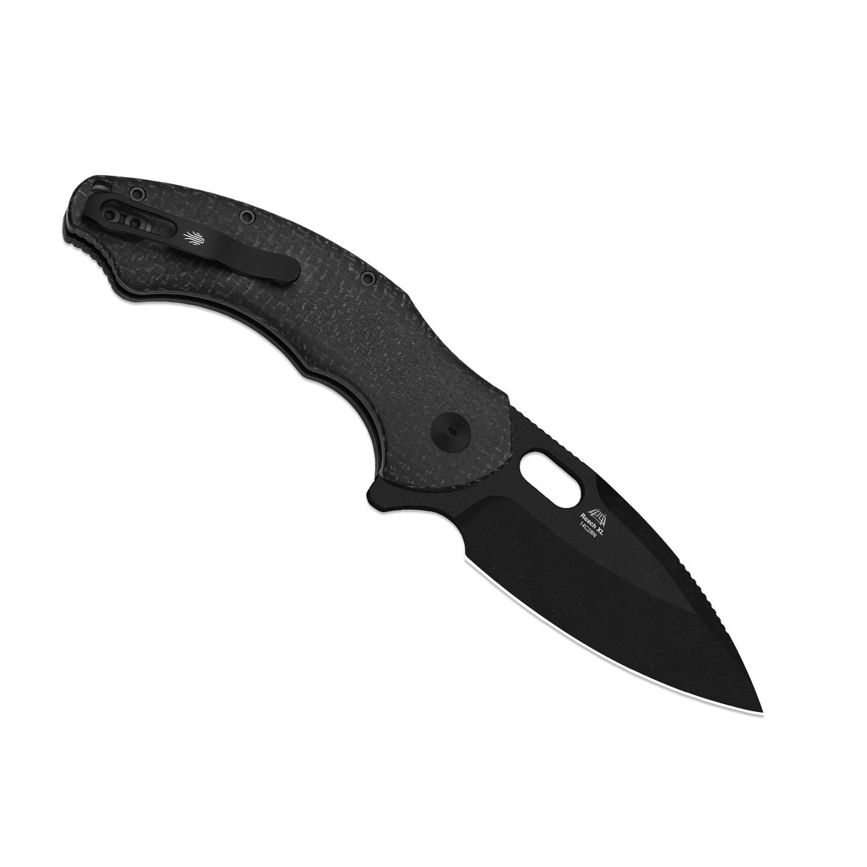 Roach XL | Black Burlap Micarta + Blackwash 14C28N