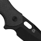 Roach XL | Black Burlap Micarta + Blackwash 14C28N