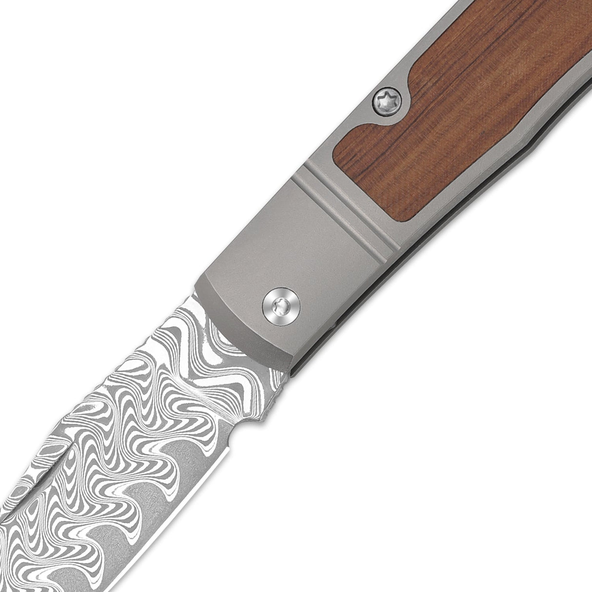 Trestle | Titanium & Mkuruti Wood + Damascus