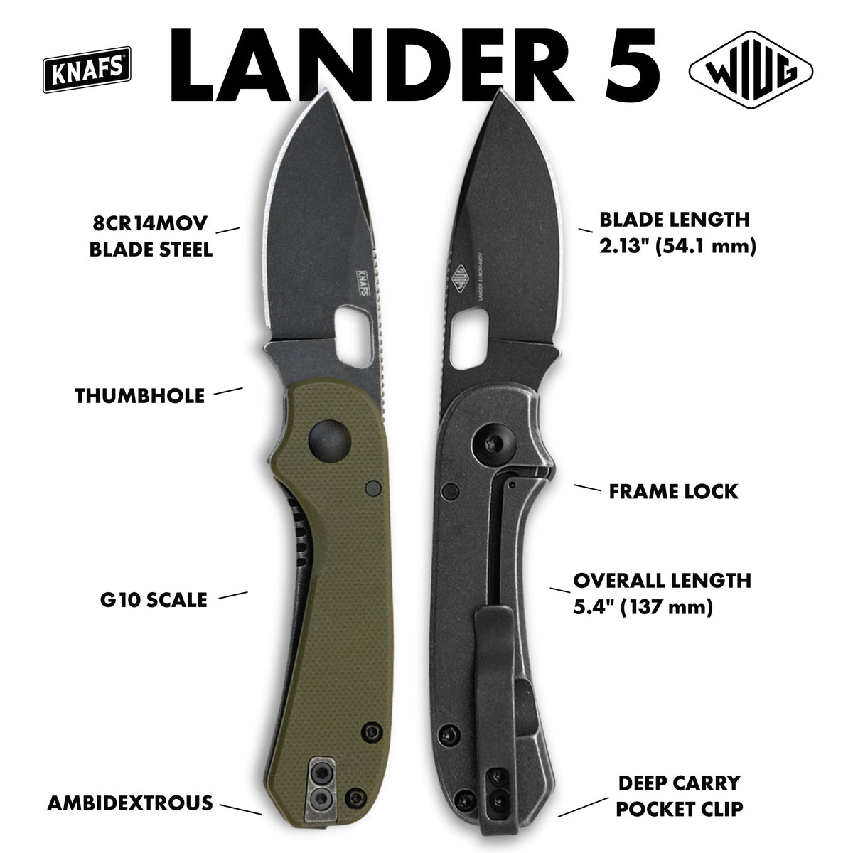 Lander 5 | OD Green G10 + Blackwash Blade