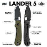 Lander 5 | OD Green G10 + Blackwash Blade