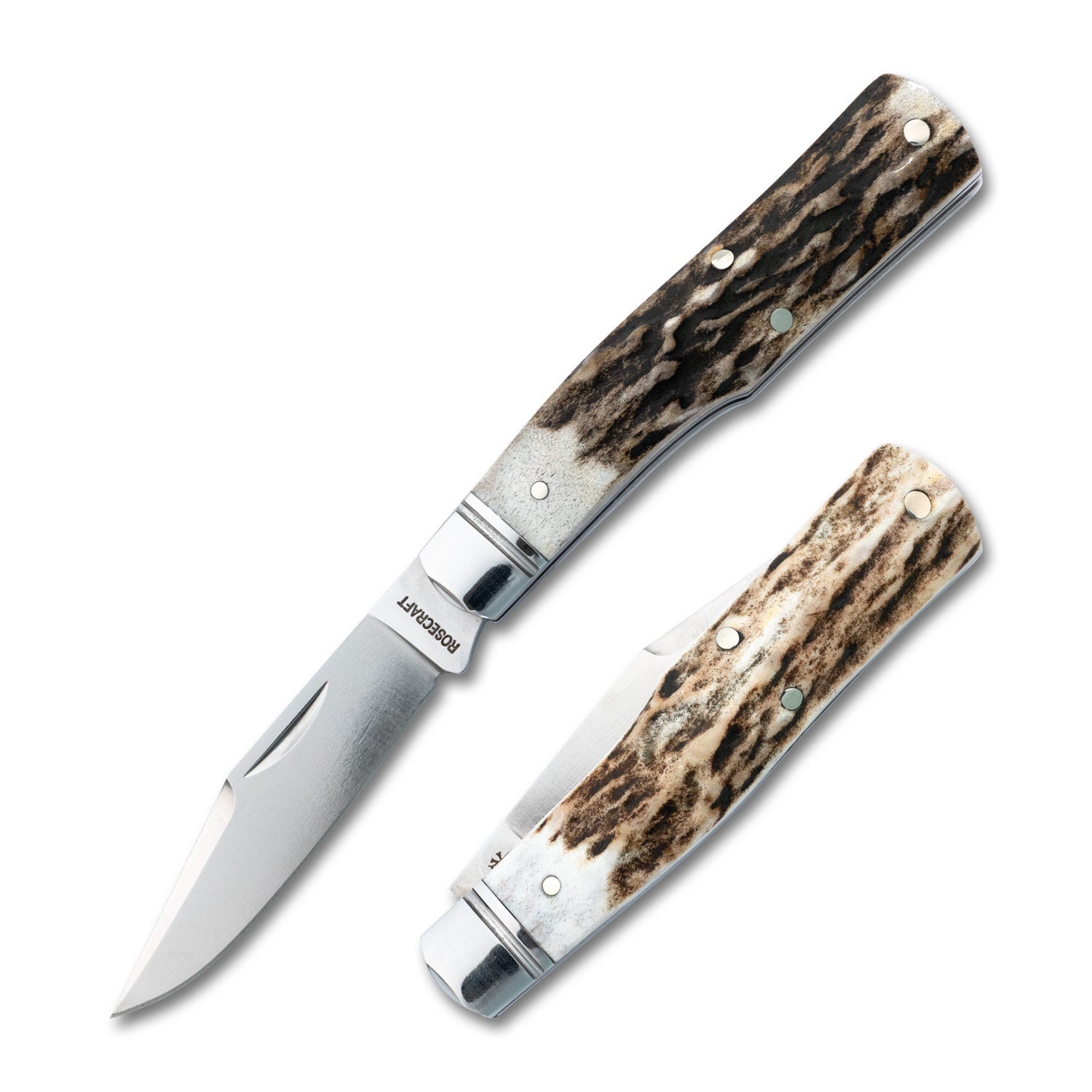 【AAA】 Stag Cameo /flake RoseCraft Savage Creek Gunstock Slipjoint Genuine Stag – Adventure