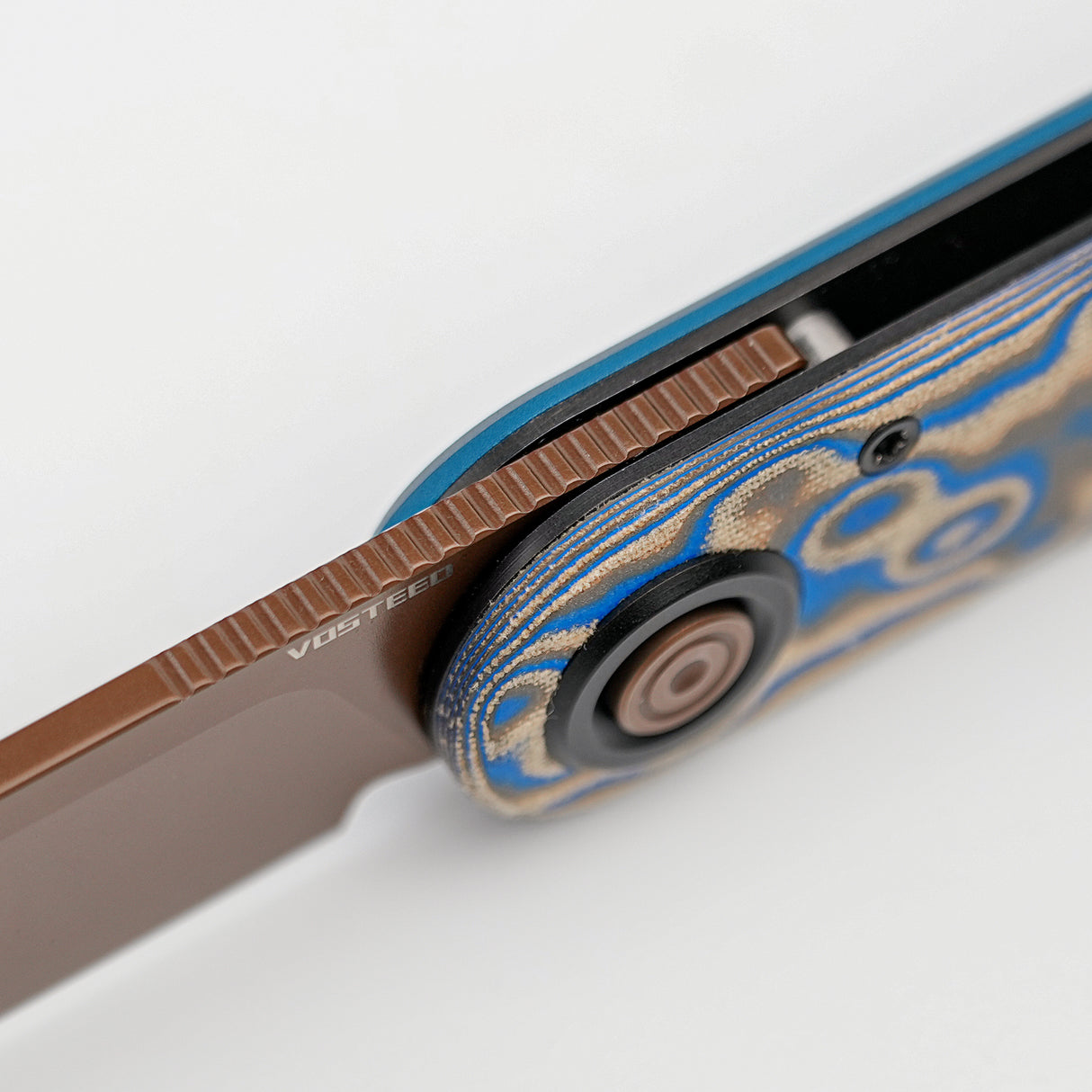 Corgi-V 295 | Blue Ocean Micarta/Aluminium | Copper Dune N690 - A3730