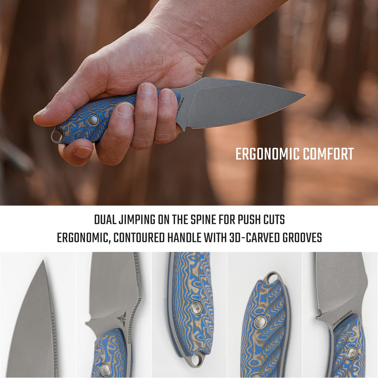 Inferno | Blue Ocean Micarta + Stonewash 14C28N - D0802