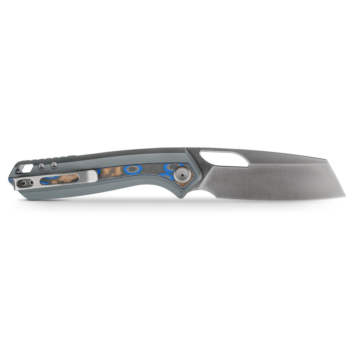 Kroc 329 | Grey Aluminium Ocean Micarta + Satin S35VN - A1813