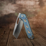 Kroc 329 | Grey Aluminium Ocean Micarta + Satin S35VN - A1813