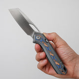 Kroc 329 | Grey Aluminium Ocean Micarta + Satin S35VN - A1813