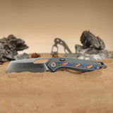 Kroc 329 | Grey Aluminium Ocean Micarta + Satin S35VN - A1813