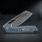 Kroc 329 | Grey Aluminium Ocean Micarta + Satin S35VN - A1813