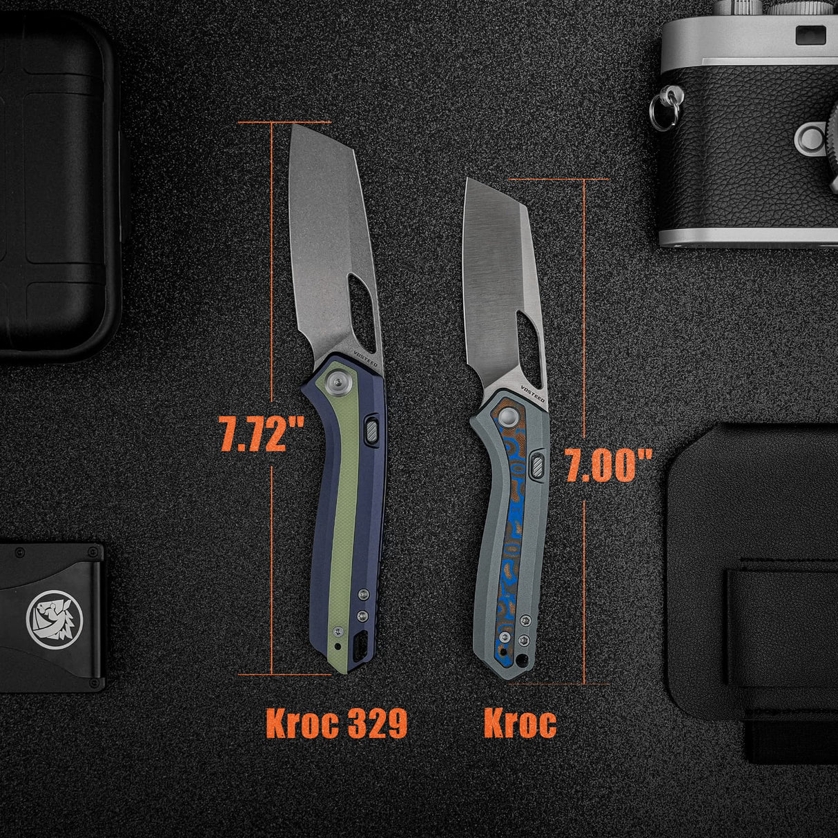 Kroc 329 | Dark Blue Aluminium GID G10 + Stonewash S35VN - A1814