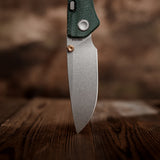 Marten 330 | Green Micarta + Stonewash 14C28N - A1624