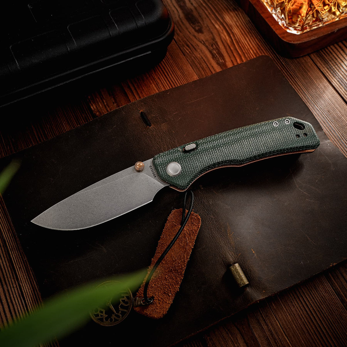 Marten 330 | Green Micarta + Stonewash 14C28N - A1624