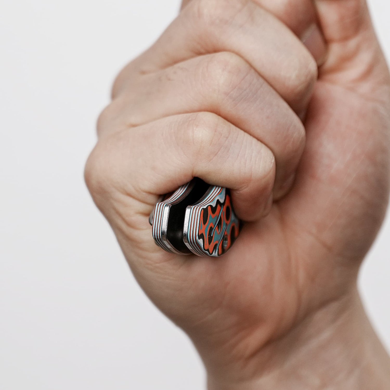 Naga | Coral Orbit Bamboo Micarta + Stonewash S35VN - A3907