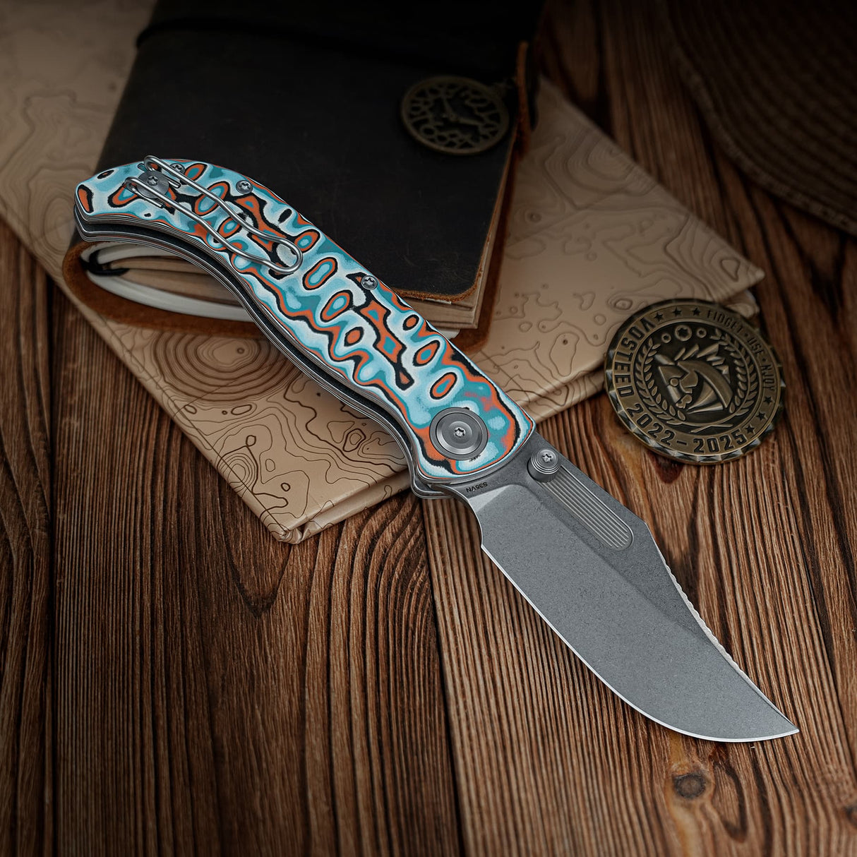 Naga | Canyon Current Bamboo Micarta + Stonewash S35VN - A3908