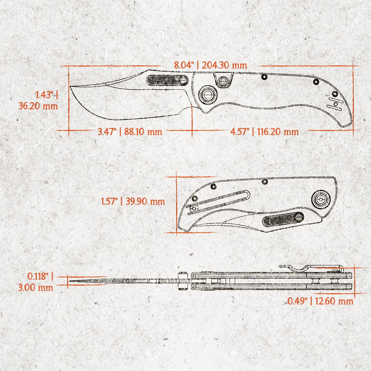 Naga | Canyon Current Bamboo Micarta + Stonewash S35VN - A3908