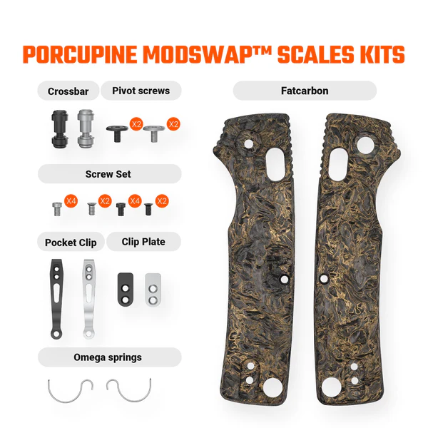 Porcupine ModSwap™ Handle Scales Kit | Fat Carbon Dark Matter Gold