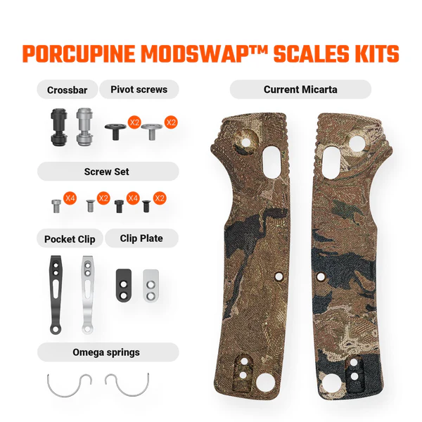 Porcupine ModSwap™ Handle Scales Kit | Yellow Canvas Rag Burl