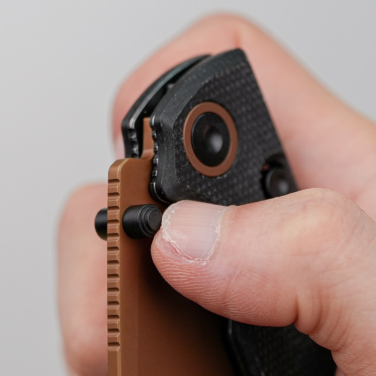 Porcupine Thumb Stud | Black Micarta + Copper Dune 14C28N - A2610