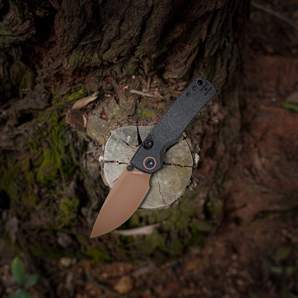 Porcupine Thumb Stud | Black Micarta + Copper Dune 14C28N - A2610