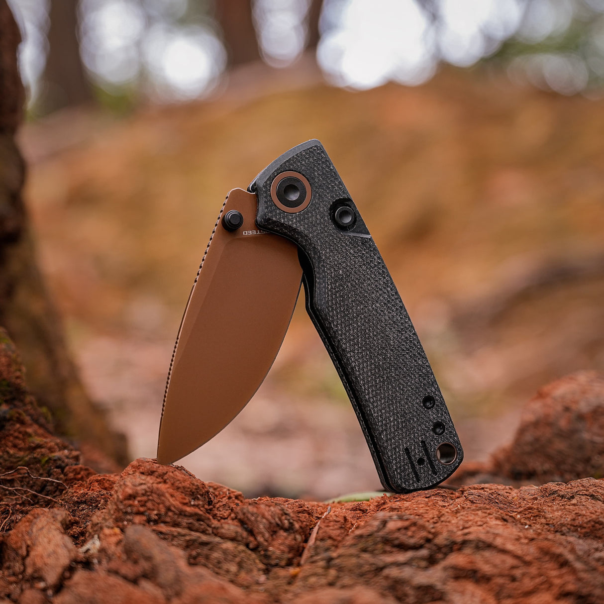 Porcupine Thumb Stud | Black Micarta + Copper Dune 14C28N - A2610