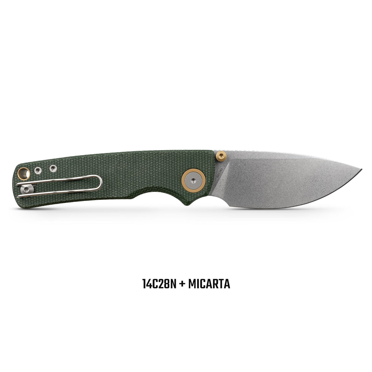 Porcupine Thumb Stud | Green Micarta + Stonewash 14C28N - A2611