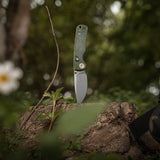 Porcupine Thumb Stud | Green Micarta + Stonewash 14C28N - A2611