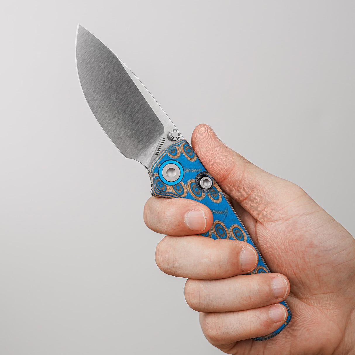 Porcupine Thumb Stud | Blue Ocean Micarta + Satin 14C28N - A2614